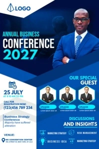 Blue Annual Business Corporate Video Banner 4' × 6' template