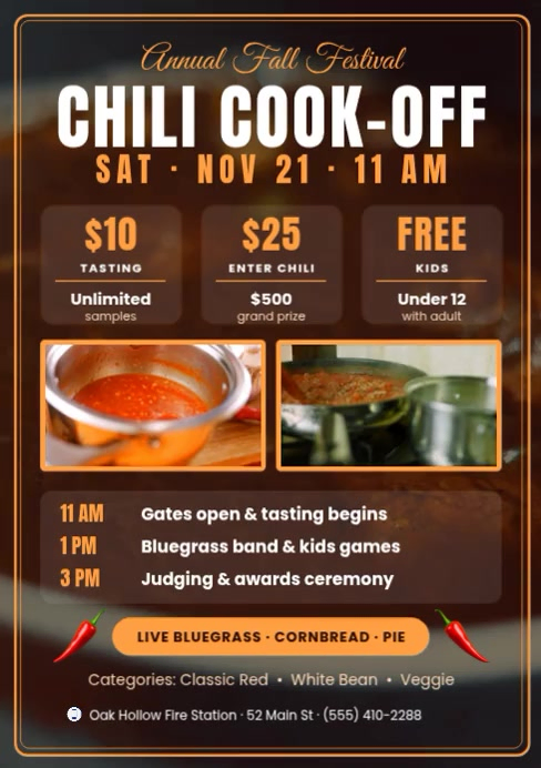 Annual Chili Cook-off And Fall Festival Template | PosterMyWall