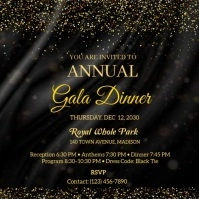 Elegant Black & Gold Gala Dinner Invitation Template Square (1:1)