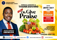 Annual Harvest & Thanksgiving Church Flyer – Oh Give Praise A5 template