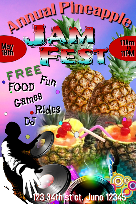 Annual Pineapple Jam Fest Poster template