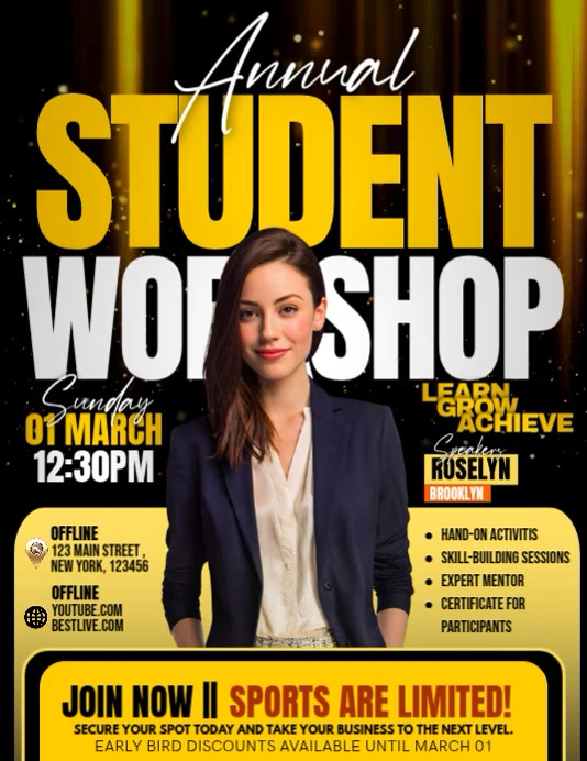 Annual Student Success Workshop Event Template | PosterMyWall