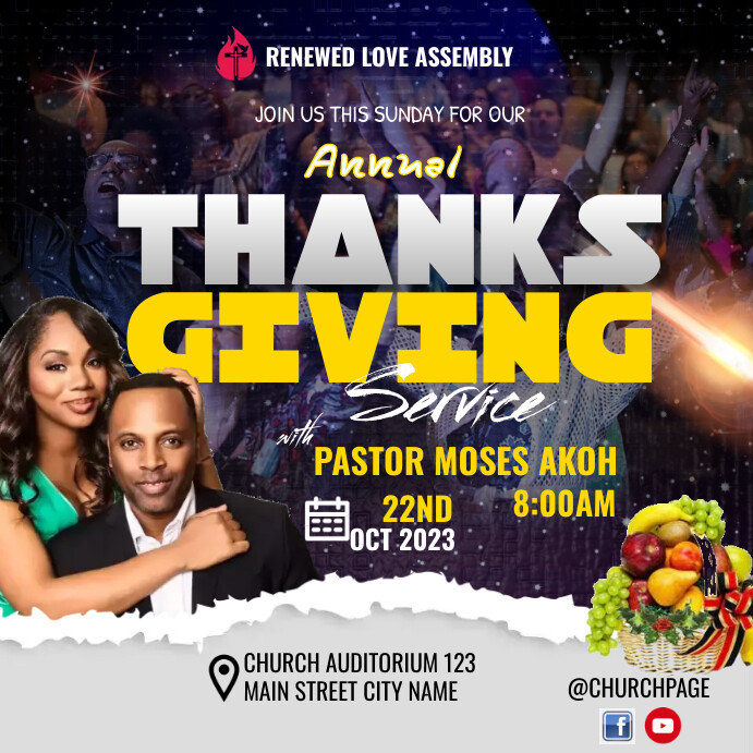 Annual Thanksgiving flyer Template | PosterMyWall
