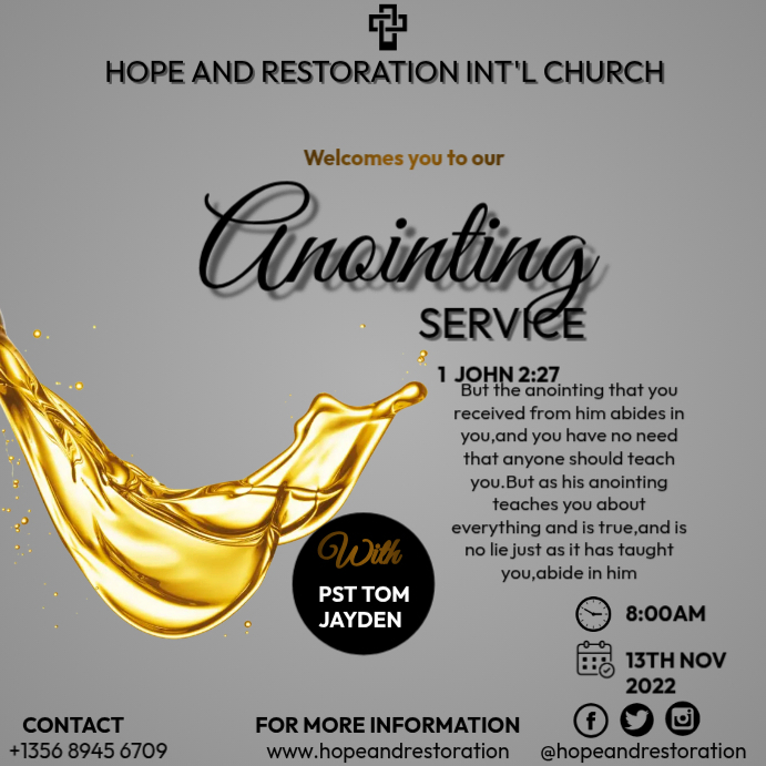 Anointing Text Design Anointing service Template | PosterMyWall