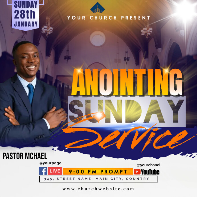 Anointing Sunday service Instagram Post template