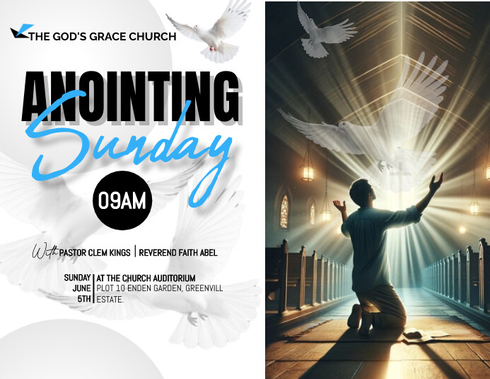 Anointing Text Design Plantilla de Anointing Sunday Service White Flyer | PosterMyWall