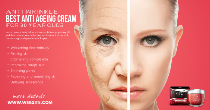 Anti Ageing Cream Ad auf Facebook geteiltes Bild template