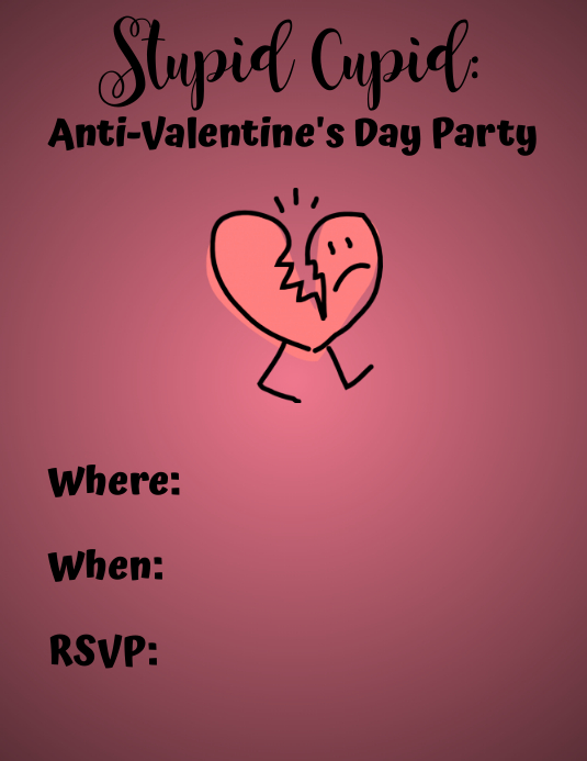 Anti-Valentine's Day Party Pamflet (VSA Brief) template