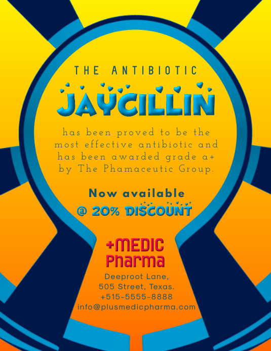 Antibiotic Medicine (Supposed Name Jaycillin) Рекламная листовка (US Letter) template