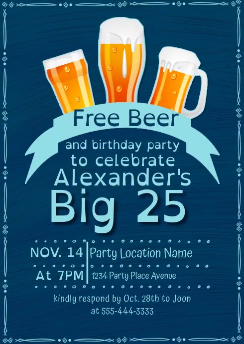 Any Age Man's Birthday Invitation A6 template