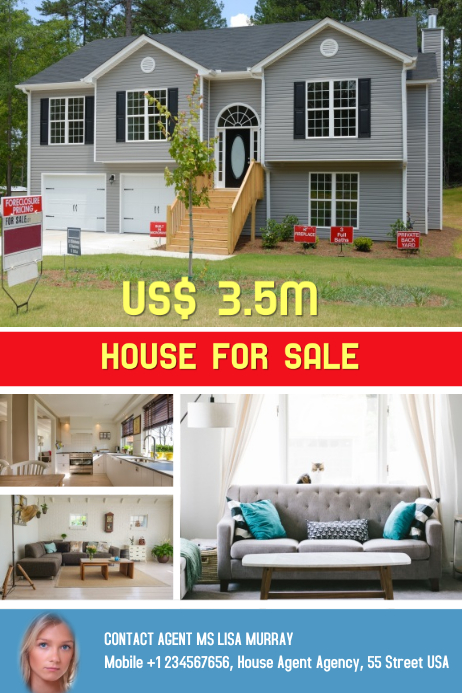 Apartment, house, condo sale, open house, real estate flyer Poster template