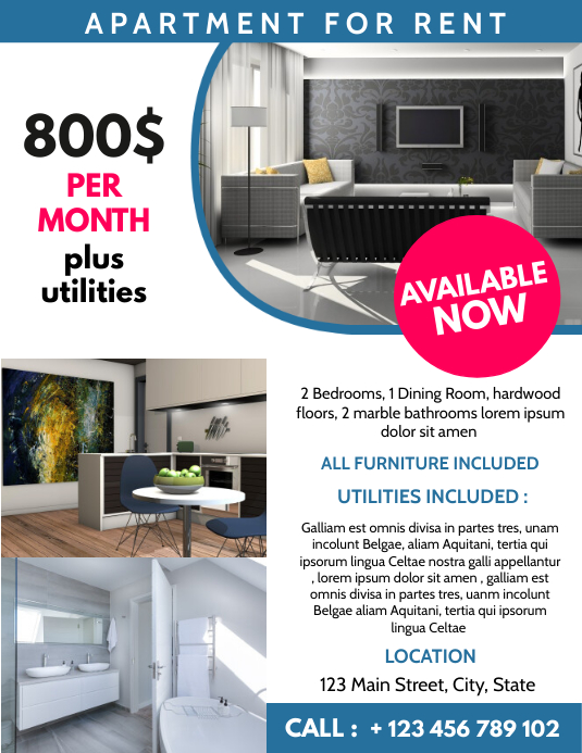 Sample Room For Rent Ad apartment for rent advertisment flyer templat Template | PosterMyWall