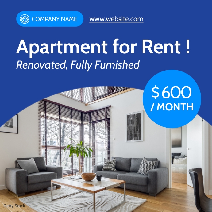 Apartment for rent dark blue and light blue c Template | PosterMyWall