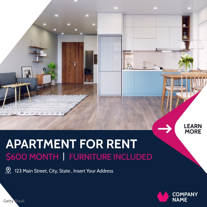 Copy of apartment for rent dark blue and purple color | PosterMyWall