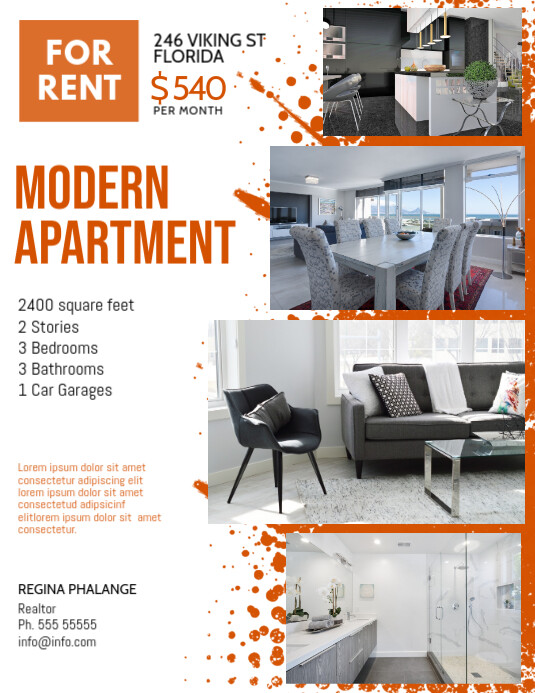 Apartment for rent Flyer Template ใบปลิว (US Letter)