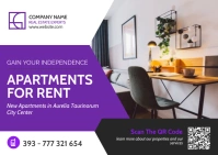 Apartments for rent purple and white and blac Kartu Pos template