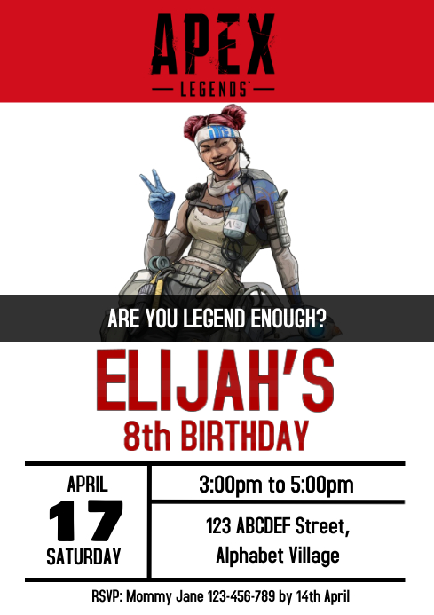 Apex Legends Birthday Invitation 2 Template Postermywall Apex Legends Birthday Invitation 2 Template Postermywall