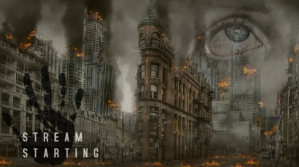 Marrone Apocalyptic Stream Starting Digitalt display Template