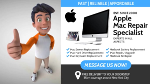 White Apple Mac Repair Services Facebook Cover Video Template