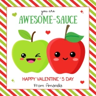 Applesauce Tag Valentine Printable, Awesome Sauce Happy Valentine's Day โพสต์บน Instagram template