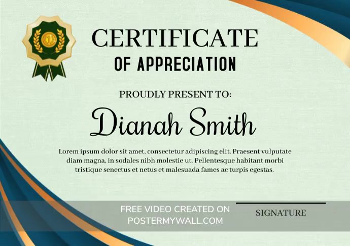 Appreciation Certificate A4 template