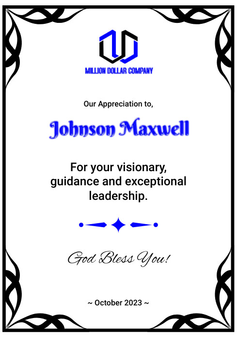 APPRECIATION MESSAGE FOR AN AWARD A4 template