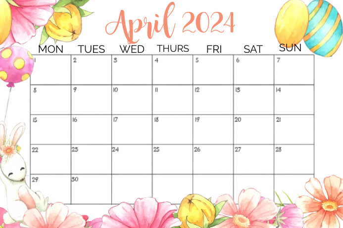 April 2024 Calendar Schedule Template โปสเตอร์