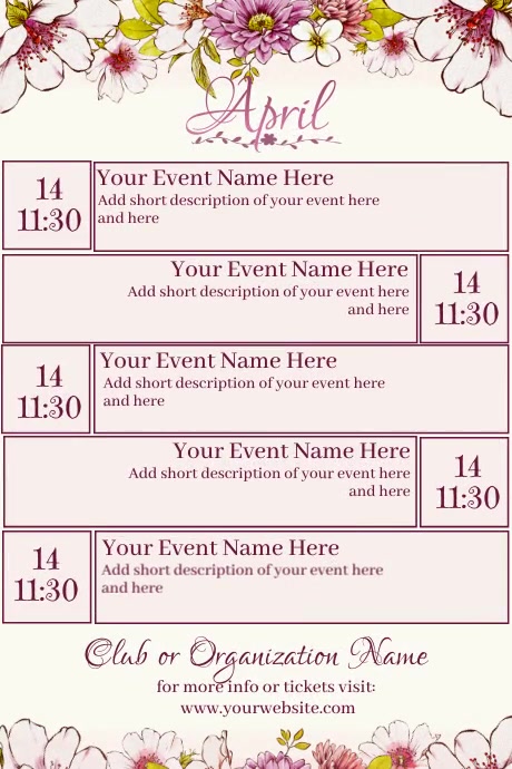 April Calendar Template PosterMyWall