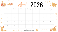 April calendar งานนำเสนอ Presentation (16:9) template