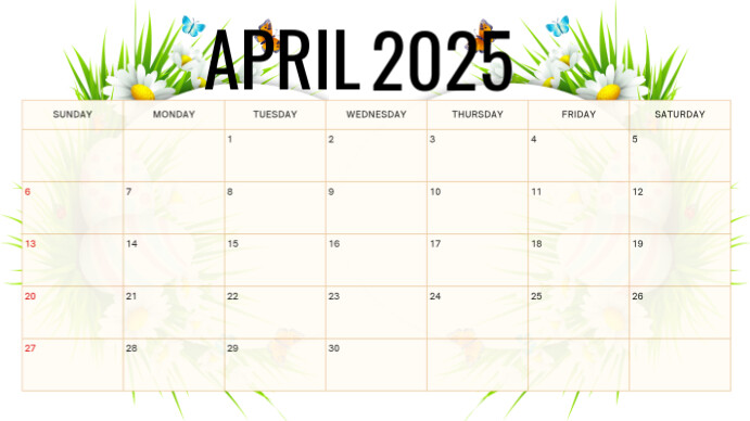 April calendar Voorlegging (16:9) template