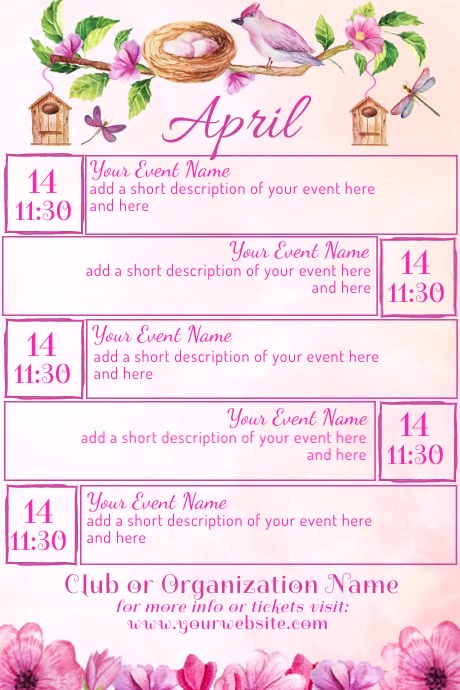 April Calendar Template PosterMyWall