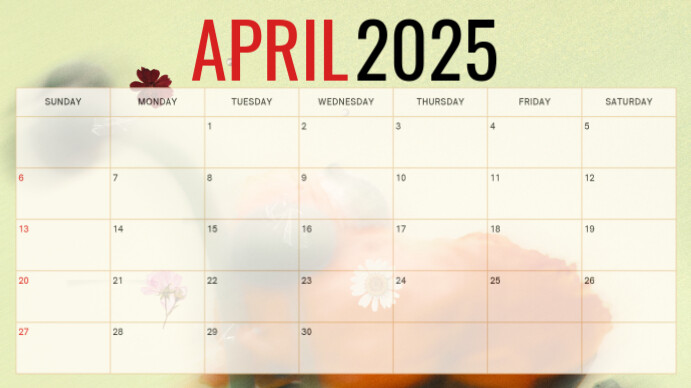 April calendar Apresentação (16:9) template