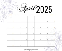 April calendar Umugqa Ophakathi template