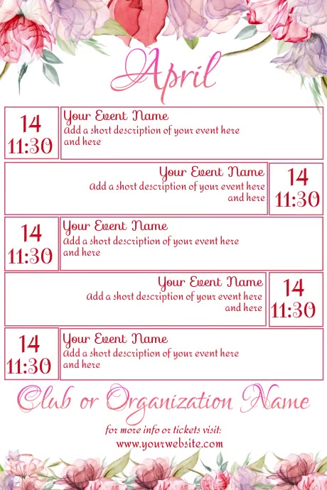 April Calendar Template PosterMyWall