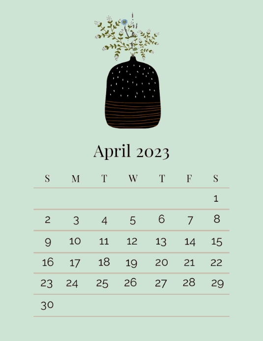 April Calendar Template PosterMyWall
