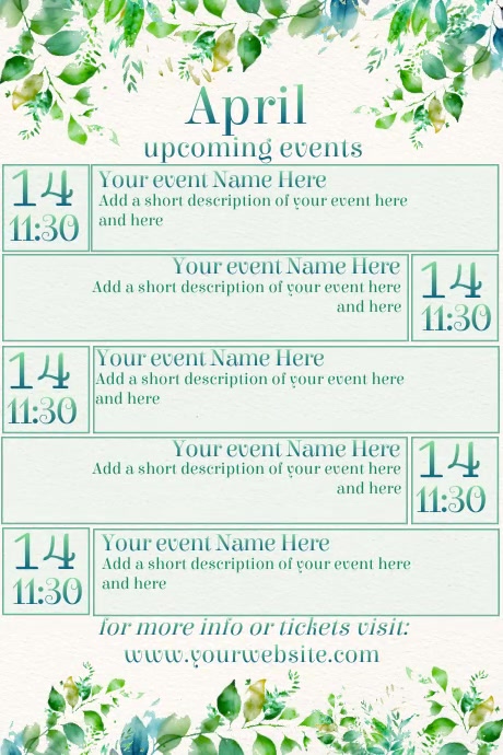 April Calendar Template PosterMyWall