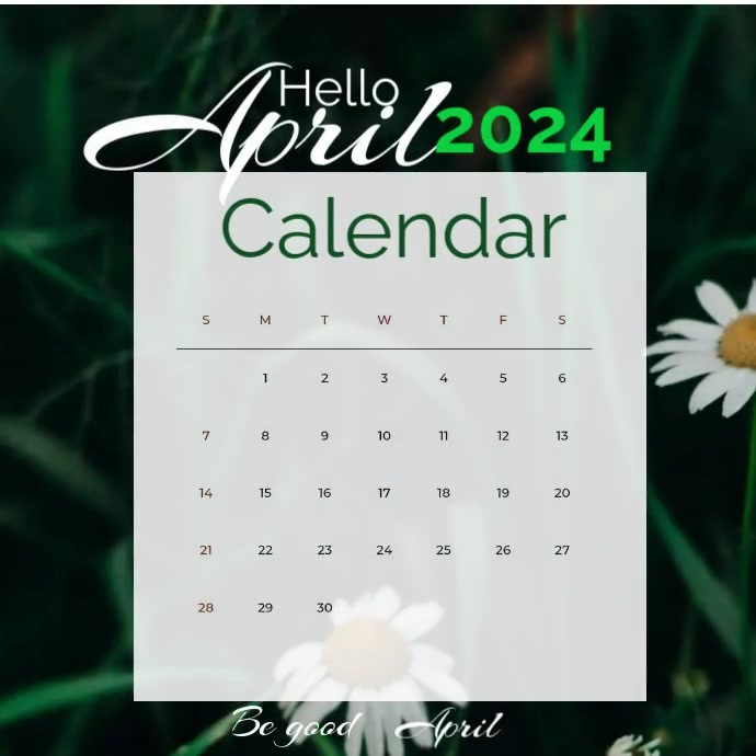 April Calendar/Hello April Template | PosterMyWall