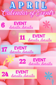 Aprille Events April Events Calendar Template | PosterMyWall