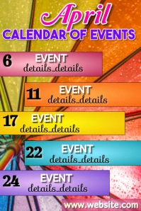 April Calendar of Events Affiche template