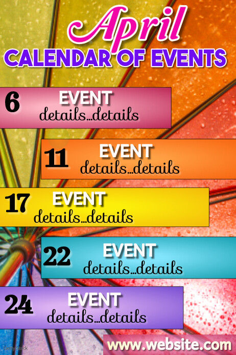 April Calendar of Events Template | PosterMyWall