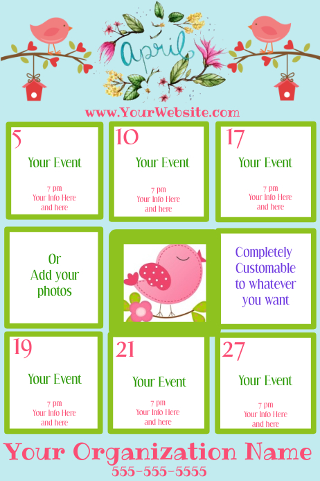 April Calendar with Images Template | PosterMyWall