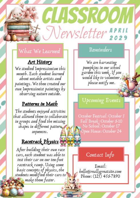 Copy of april classroom newsletter a4 | PosterMyWall