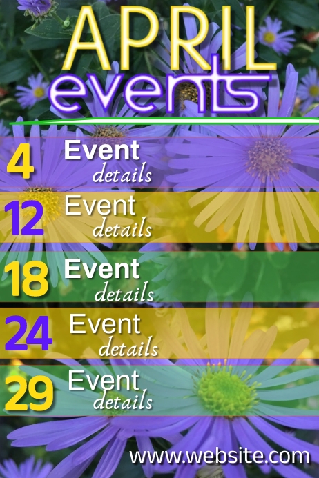 April Events Calendar Template | PosterMyWall