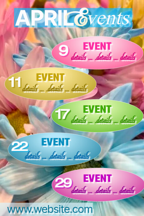 April Events Calendar Template | PosterMyWall