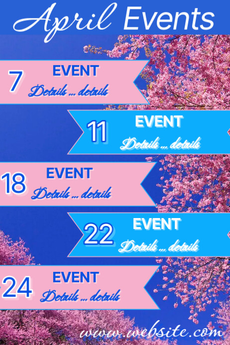 April Events Calendar Template | PosterMyWall