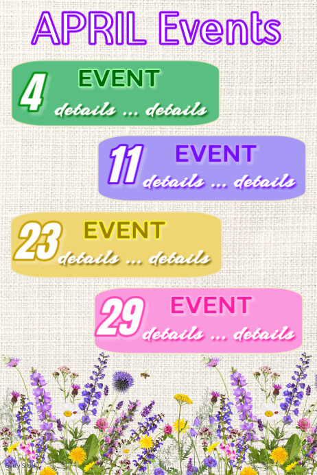 April Events Poster Плакат template