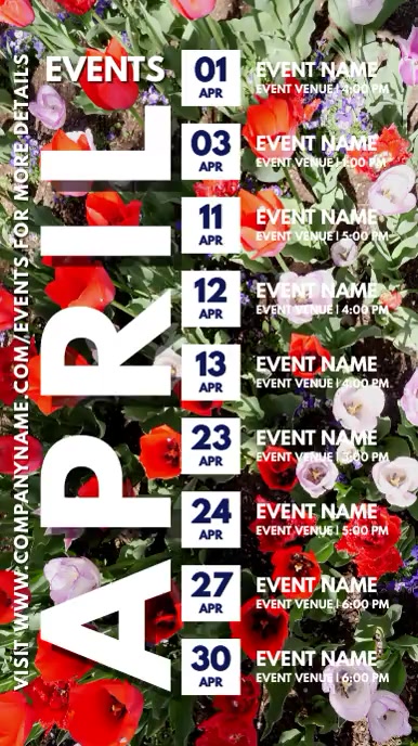 April Events Schedule Calendar Template | PosterMyWall