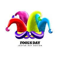 White April Fool's Day Jester Hat Logo Logo Template