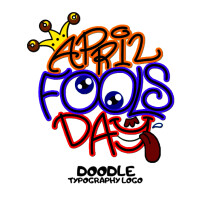 สีขาว April Fool's Day Typography Doodle Logo Logo Template
