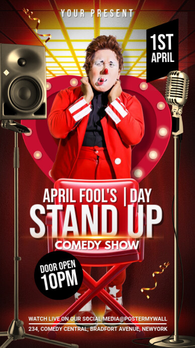 April Fool's day, Stand up comedy Instagram Story template